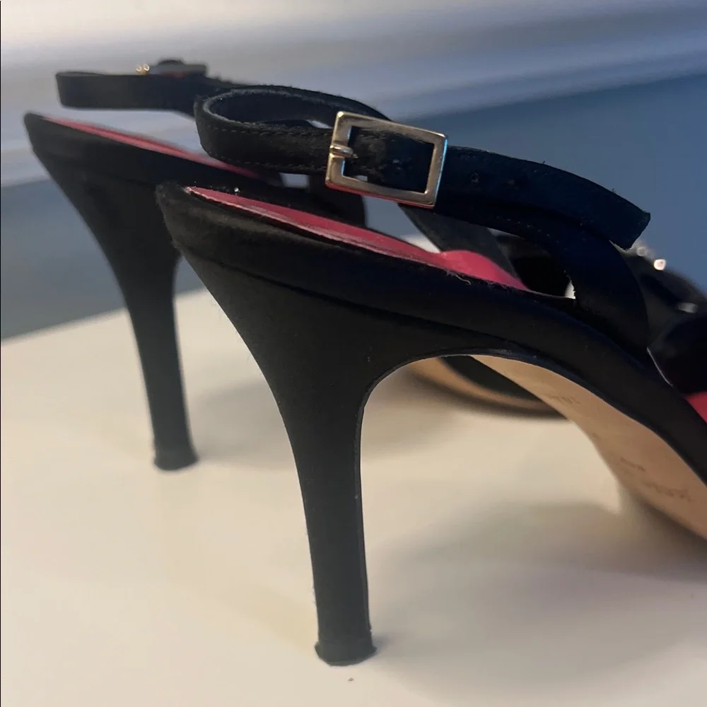 Kate Spade Black Heels with Crystal Bow